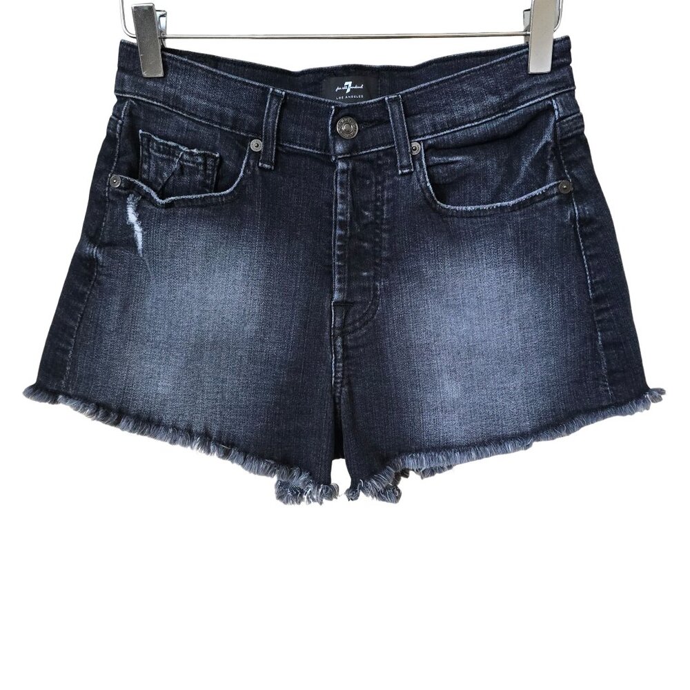 7 For All Mankind Monroe Cutoff Shorts in Black